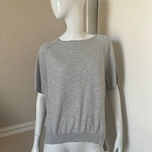 RAG POETS Heather Gray Cotton Knit Shirt Sleeve Top w/ Silky Raton Back Sz L